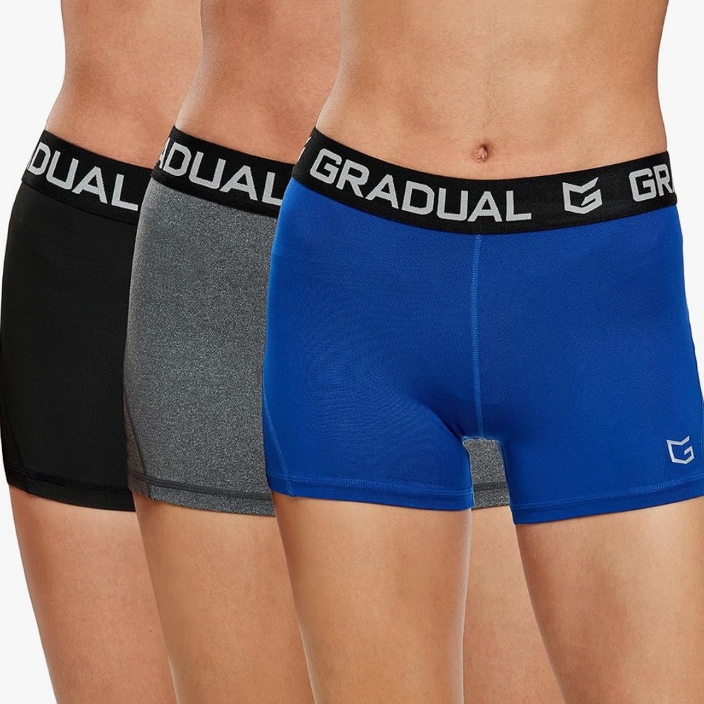 G Gradual Women's Spandex Compression Volleyball Shorts 3 PC